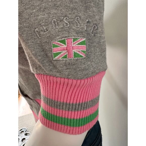 Vintage Y2k Reebok Grey Pink and Green Short Sleeve Track Jacket size Juniors M - Picture 5 of 5